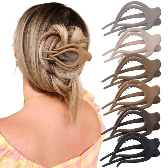 French Concord Flat Hair Clips - 6PCS Curved Hair Claw No Slip Hair Clips Strong Hold Clip Hair Claw for Women