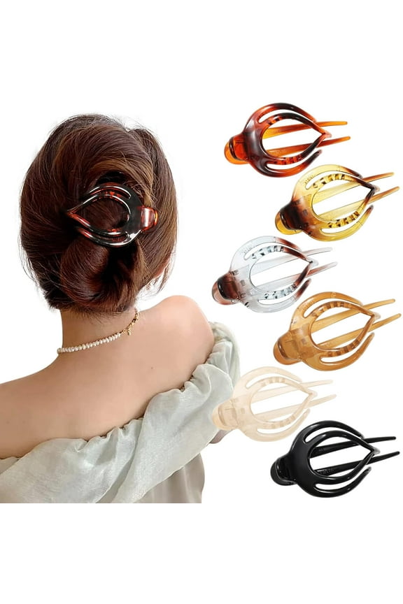 French Concord Flat Hair Clips - 6PCS Curved Hair Claw No Slip Hair Clips Strong Hold Clip Hair Claw for Women