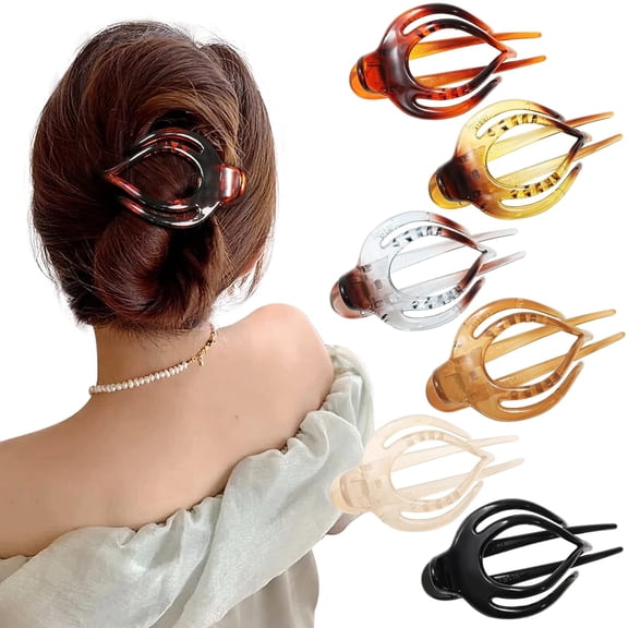 French Concord Flat Hair Clips - 6PCS Curved Hair Claw No Slip Hair Clips Strong Hold Clip Hair Claw for Women