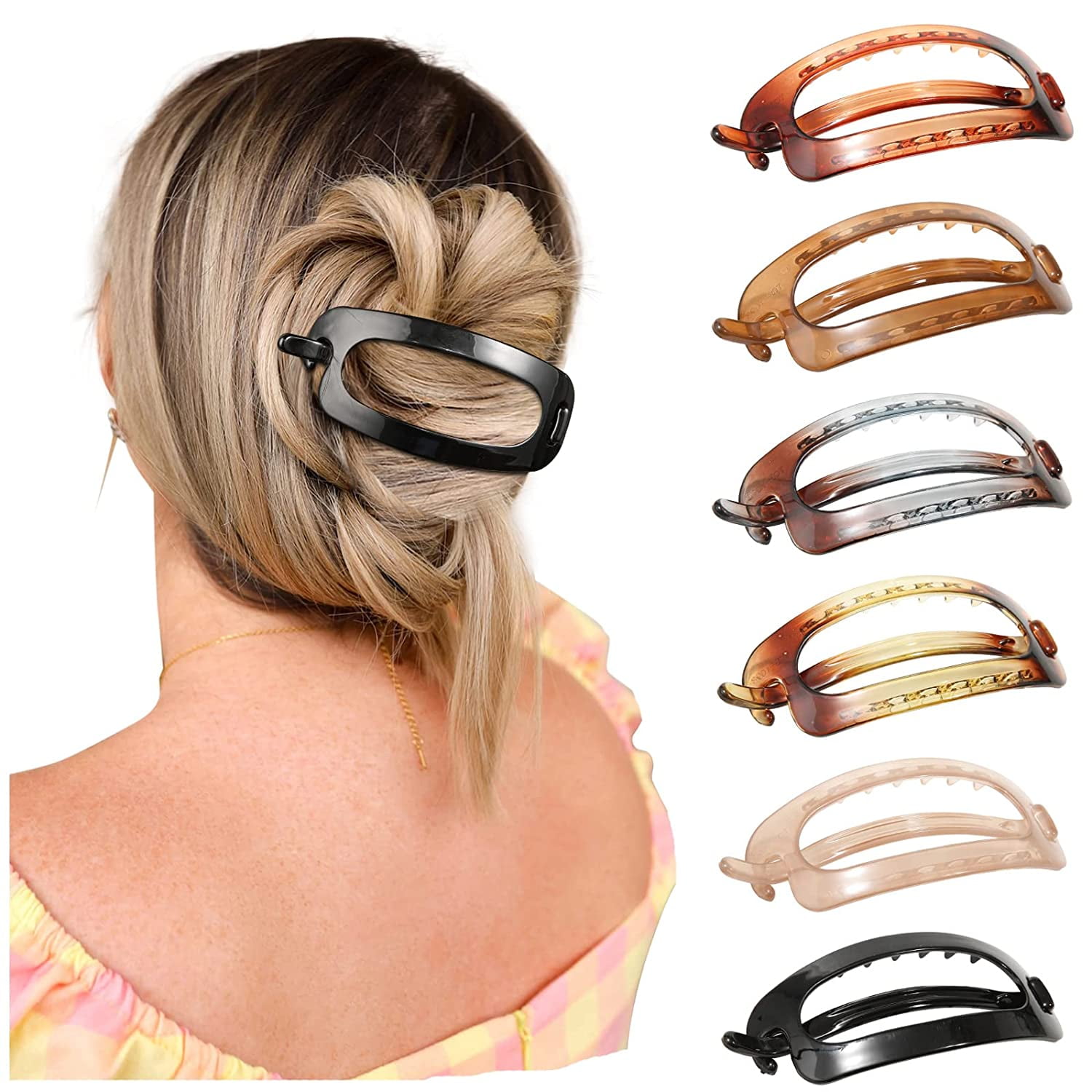 French Concord Flat Hair Clips - 6PCS Curved Hair Claw No  display picture 1
