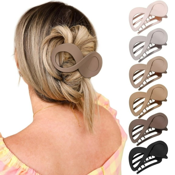 French Concord Flat Hair Clips - 6PCS Curved Hair Claw No Slip Hair Clips Volume Strong Hold Clip Hair Claw for Women Girls