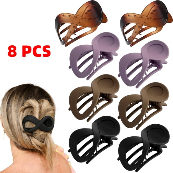 French Concord Flat Hair Clips - 8 PCS Curved Hair Claw No Slip Hair Clips Volume Strong Hold Clip Hair Claw for Women Girls