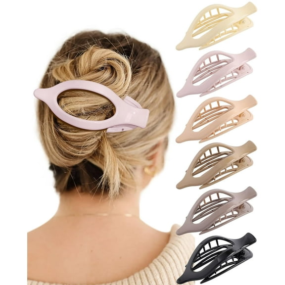 French Concord Hair Clips - 6Pcs Side Slide Volume Clips for Women Girls, Strong Hold No Slip Grip, Thick or Thin Hair