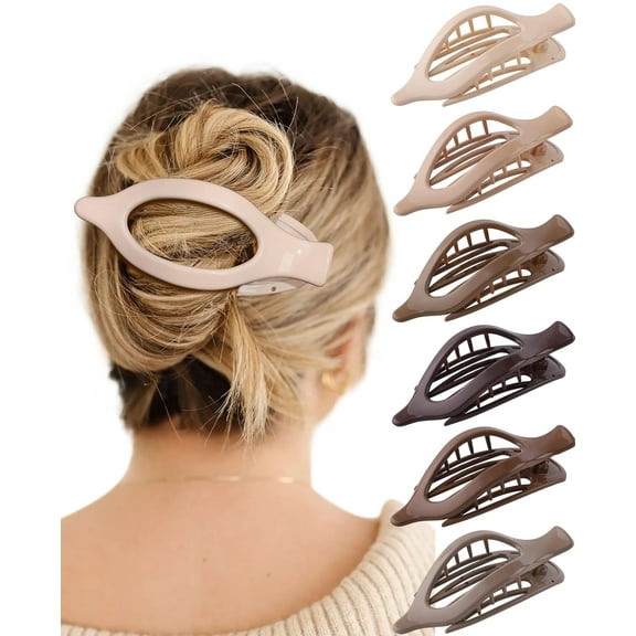 French Concord Hair Clips - 6Pcs Side Slide Volume Clips for Women Girls, Strong Hold No Slip Grip, Thick or Thin Hair