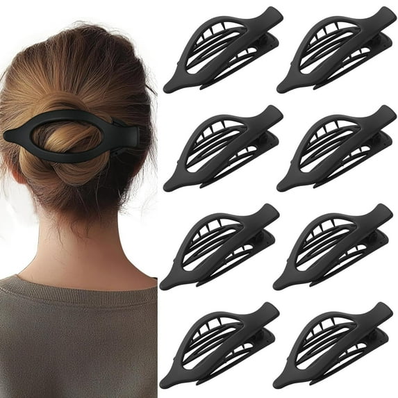 French Concord Hair Clips - 8Pcs Side Slide Volume Clips for Women Girls, Strong Hold No Slip Grip, Thick or Thin Hair (Matte Finish, L:4.6 IN, W:1.97IN)