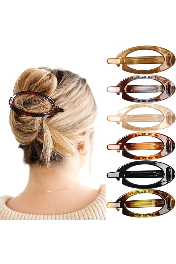 French Concord Hair Clips Claw - 6Pcs Side Slid Flat Hair Clips for Volume Strong Hold No Slip Grip Hair Claw Clips for Women Girls Thick Thin Hair