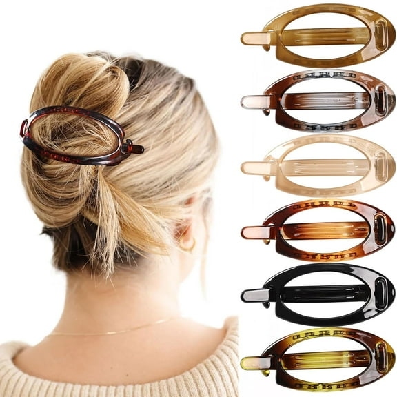 French Concord Hair Clips Claw - 6Pcs Side Slid Flat Hair Clips for Volume Strong Hold No Slip Grip Hair Claw Clips for Women Girls Thick Thin Hair