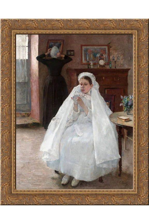 French Confirmation 20x24 Gold Ornate Wood Framed Canvas Art by Pauli, Georg