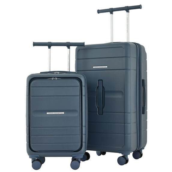 French Connection 2-Piece "Wing-on" Expandable Rolling Luggage Set, Navy
