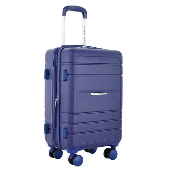 French Connection 22-inch Expandable Rolling Carry-on with Cup Holder, Blue Depths