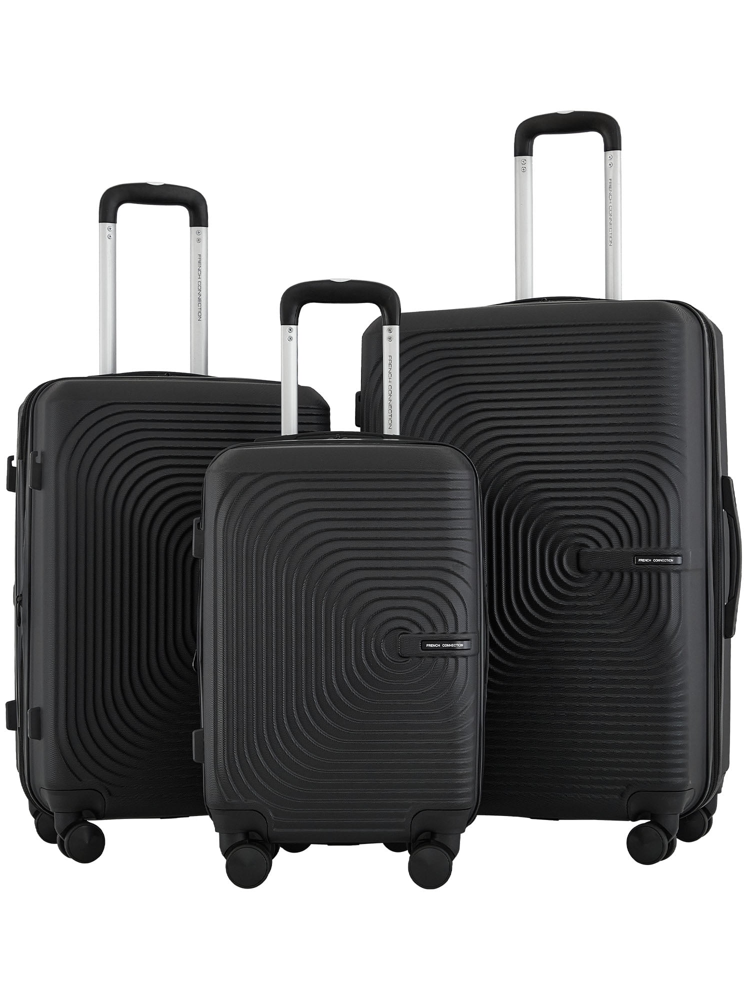 French Connection 3-Piece Hardside Expandable Luggage Set, Black