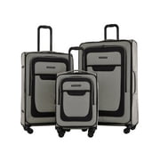 French Connection 3pc Expandable Rolling Softside Luggage Set, Whitecap Gray