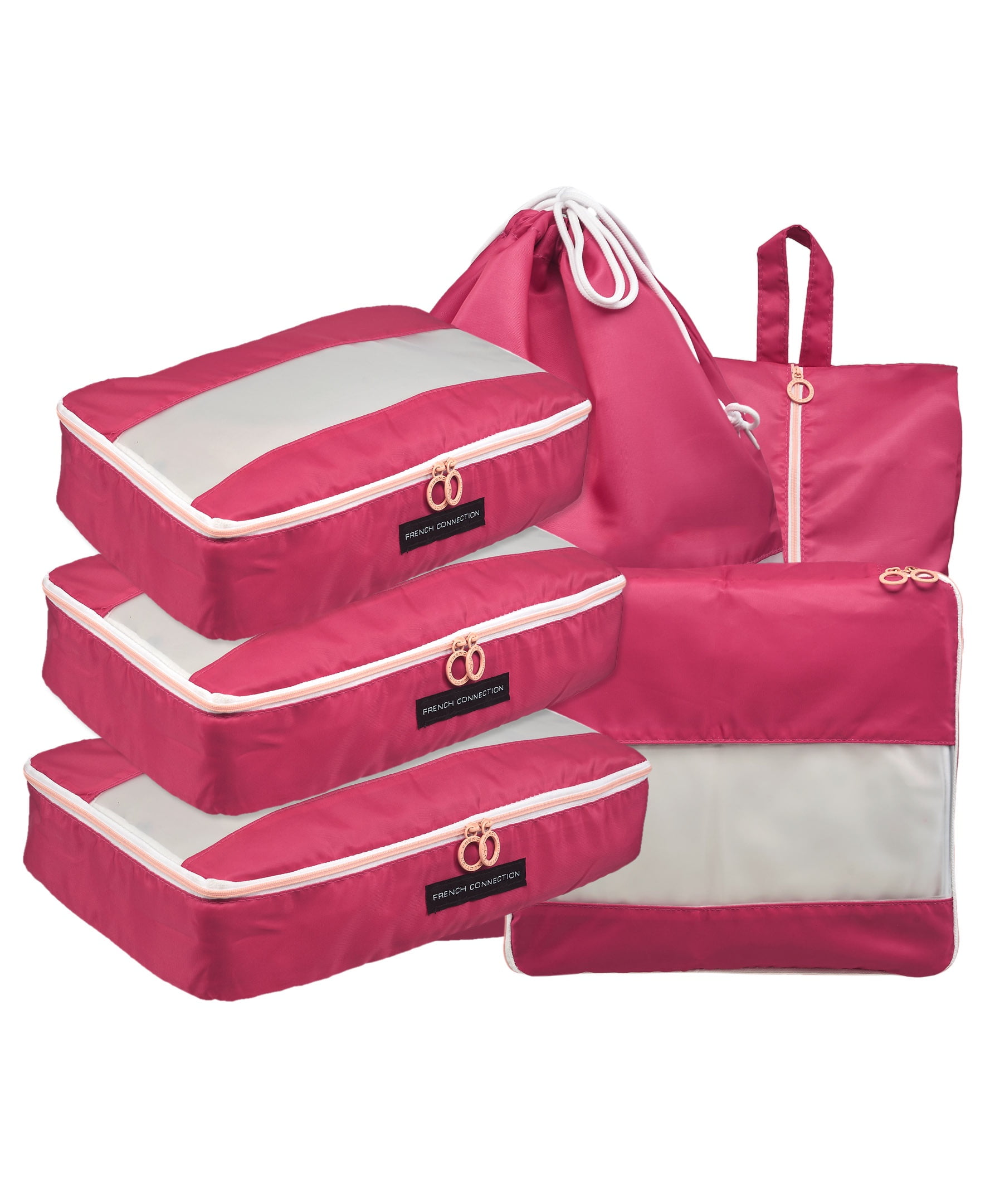 ★TOUT Y EST★ Cube bag hot pink Cube bag_Hot pink French Connection 6pc Packing Cube Set - Travel Storage Set