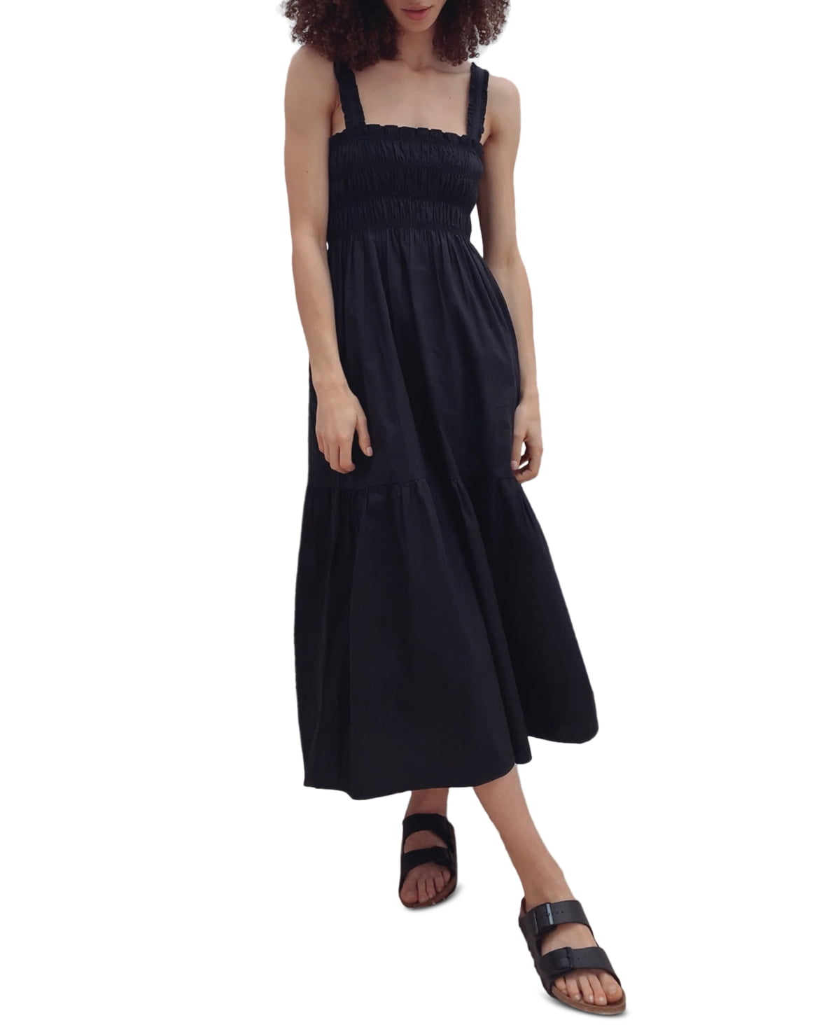 french connection black midi dress French Connection Lenny Ribbed Sleeveless Bodycon Dress