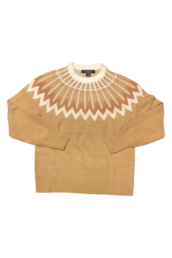 Women's Long Sleeve Fair Isle Sweater (Camel, XXL)
