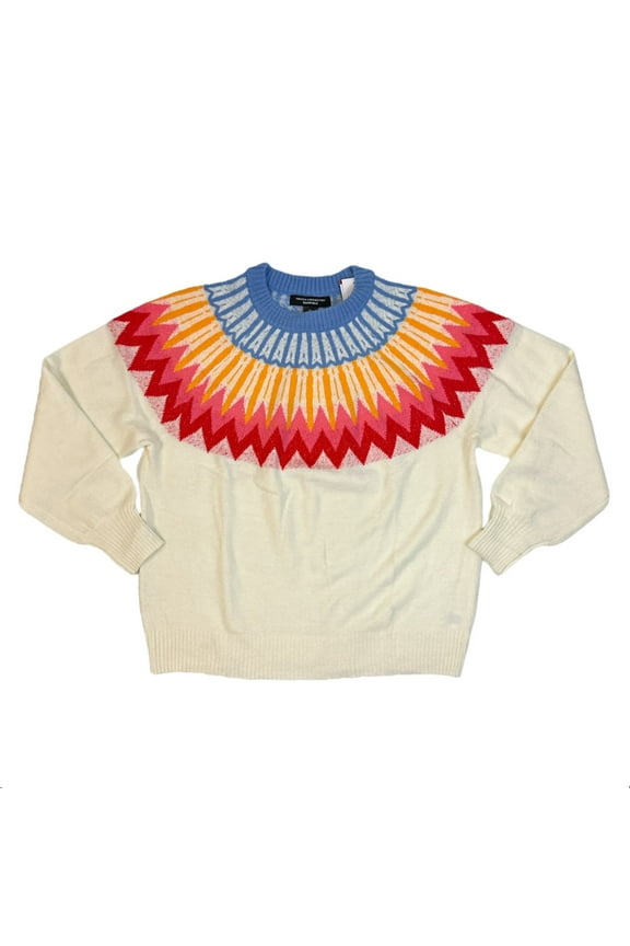 Women's Long Sleeve Fair Isle Sweater (Ivory, XL)