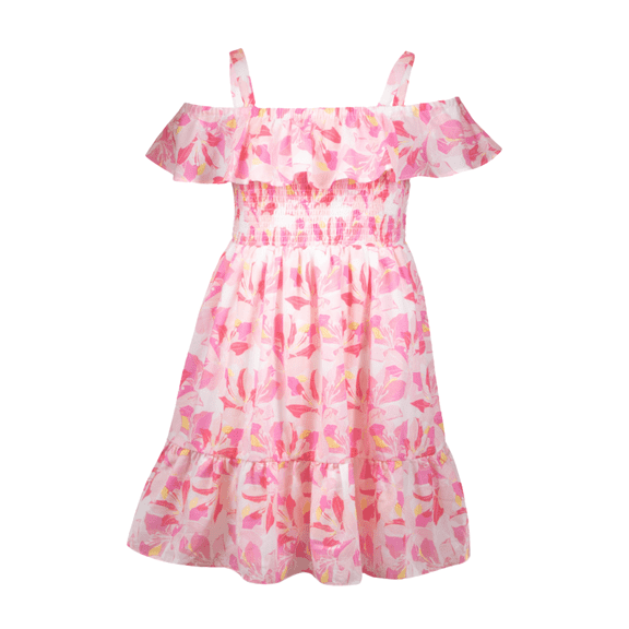 French Connection Girls' Off-Shoulder Floral Smocked Sundress with Ruffle for Kids (Sizes 4-16)