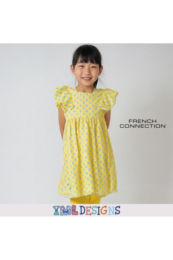 Girls Floral Smocked Square Neck Sundress with Lace Trim for Kids (Sizes 4-16)