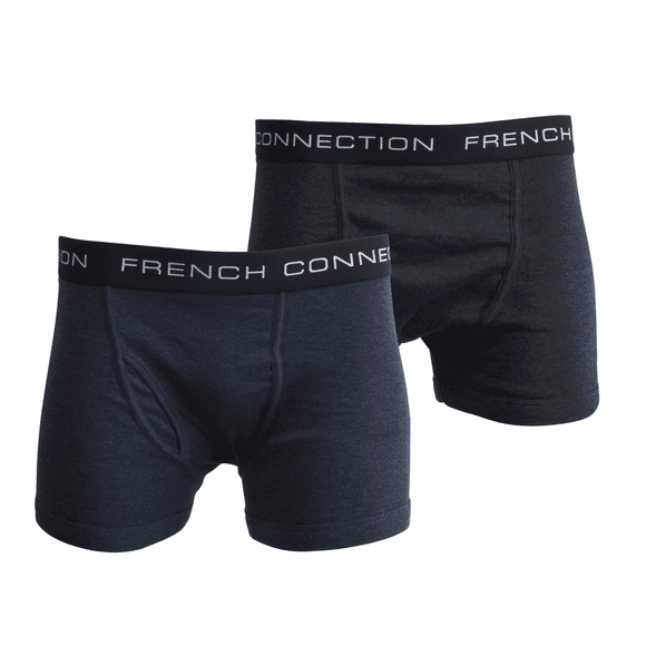French Connection Men's HTH Navy & HTH Charcoal 2 Pack Boxer Briefs
