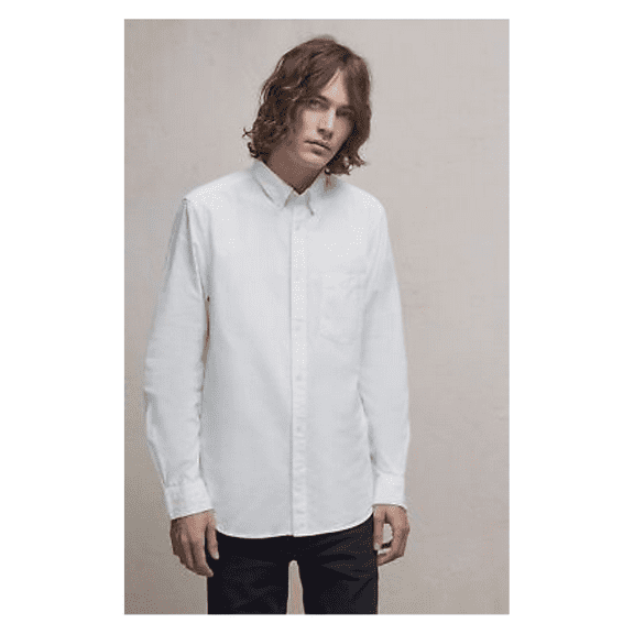 French Connection Men's Lightweight Peached Oxford Shirt White Size S MSRP $78