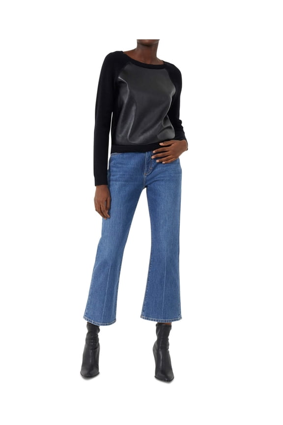 Mozart Faux Leather Top Black Size S