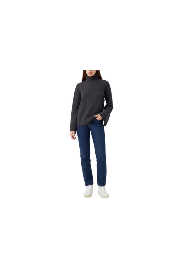 Ribbed Funnel Neck Sweater Ebano L