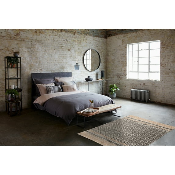 French Connection Stonewash Printed Cotton Accent Rug, Gray, 4x6