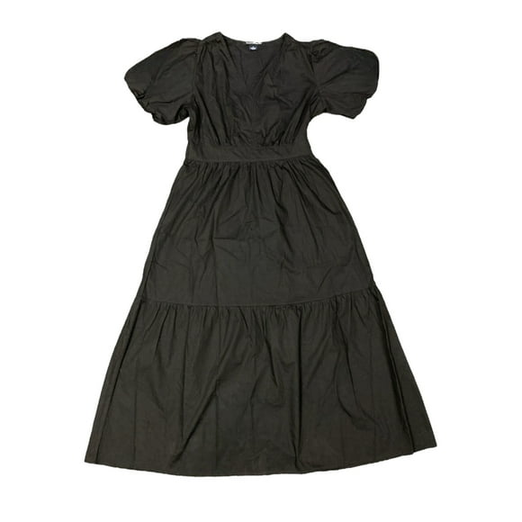 French Connection Women's Bubble Sleeve Poplin Maxi Dress Black X-Small