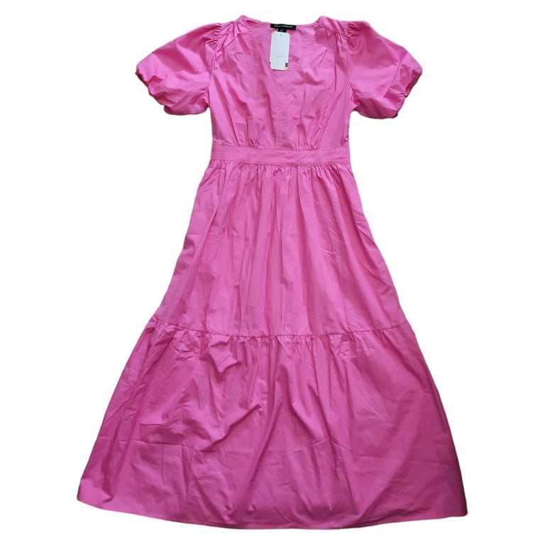 French Connection Women's Bubble Sleeve Poplin Maxi Dress (Bright