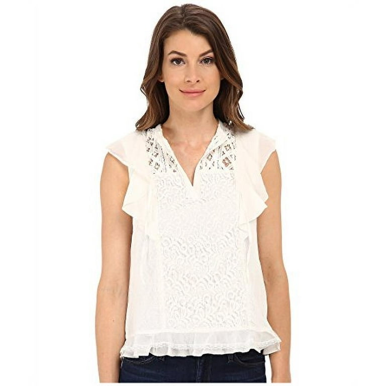 French Connection Women's Dayton Lace Top 72EBS Winter White Blouse 8