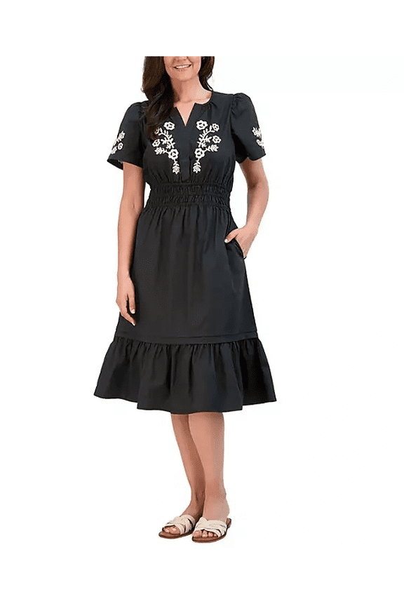 Women's Embroidered Dress Blackout Medium