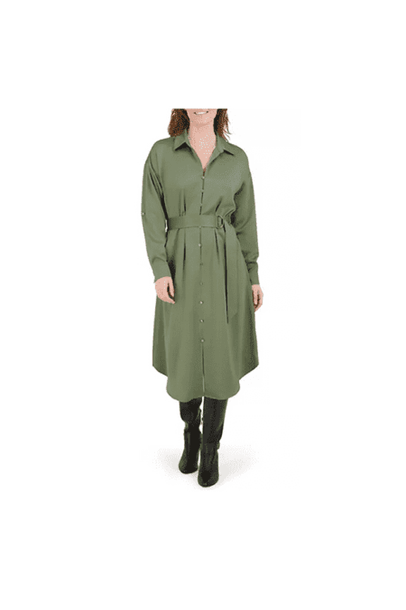 Women's Long Shirt Dress X-Small Olive