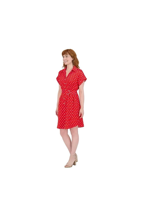Women's Short Shirt Dress in Red Size Medium