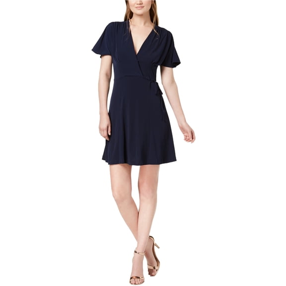 French Connection Womens Alexa Plete Accent Wrap Dress, Blue, 0