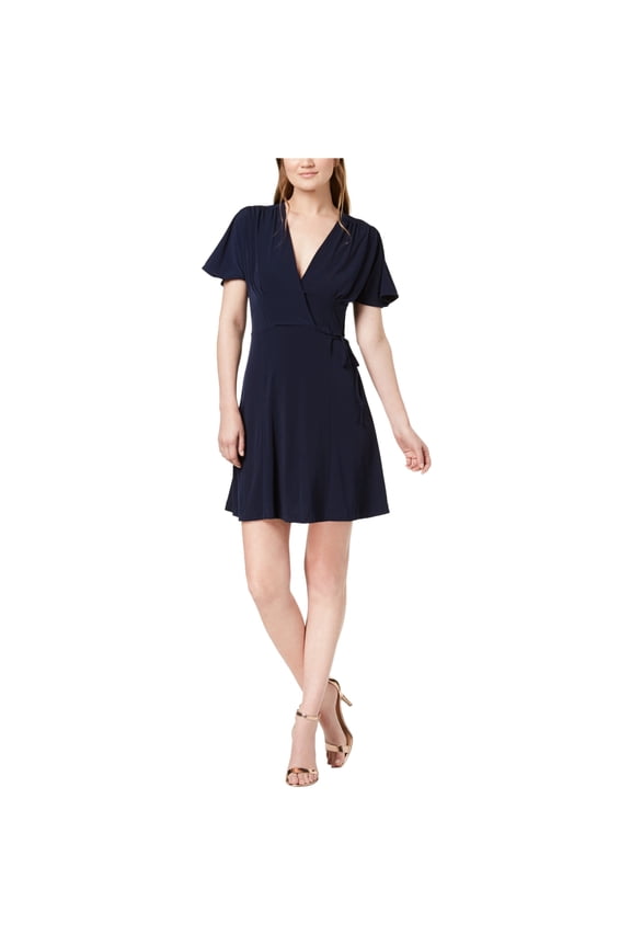 Womens Alexa Plete Accent Wrap Dress, Blue, 0