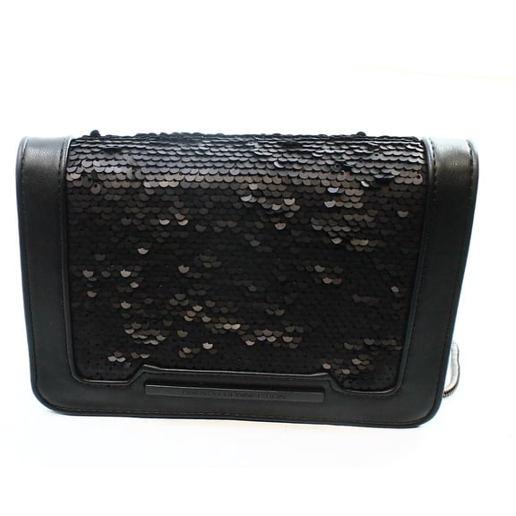 French Connection Womens Black Sequin Vanessa Clutch OSAF