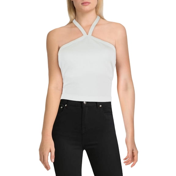 French Connection Womens Rebi Cropped Halter Top Summer White L