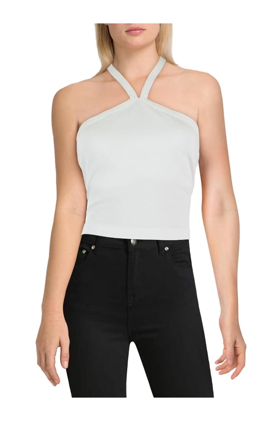 Womens Rebi Cropped Halter Top Summer White M