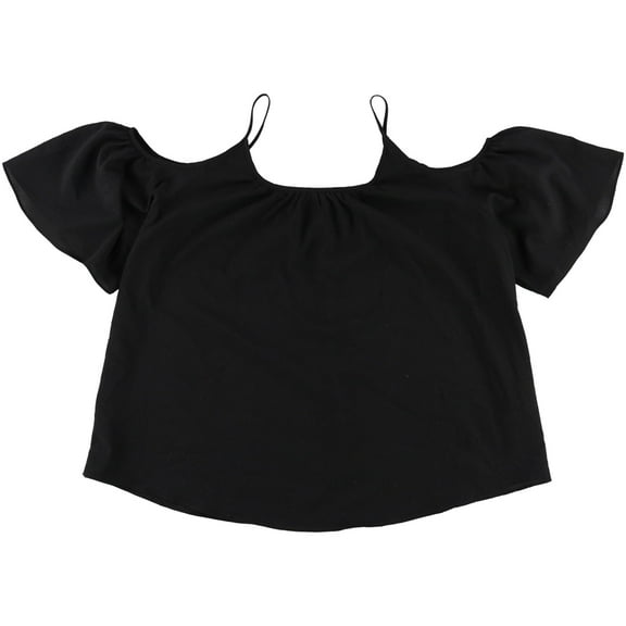 French Connection Womens Cold Shoulder Pullover Blouse, Black, X-Small