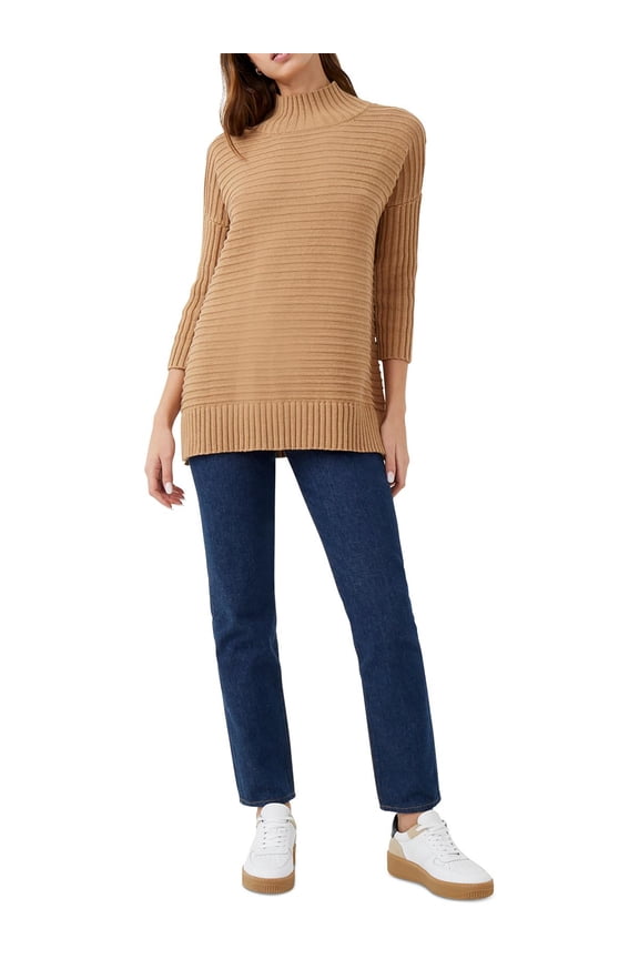 Womens Cotton Knit Mock Turtleneck Sweater