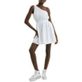 thumbnail image 1 of Women's Faron Draped One-Shoulder Mini Dress Linen White 8, 1 of 2