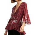 thumbnail image 1 of French Connection Womens Ellette Crepe Wrap Blouse, Red, X-Small, 1 of 2