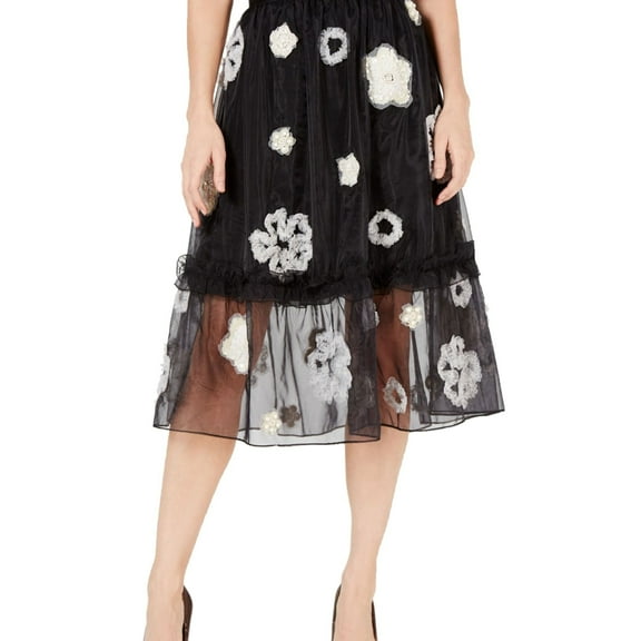 French Connection Womens Embellished A-line Skirt, Black, 8
