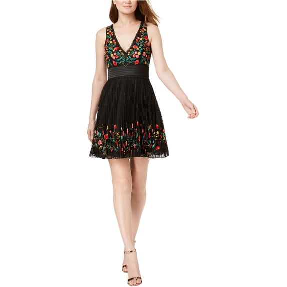 French Connection Womens Embroidered Lace A-Line Dress