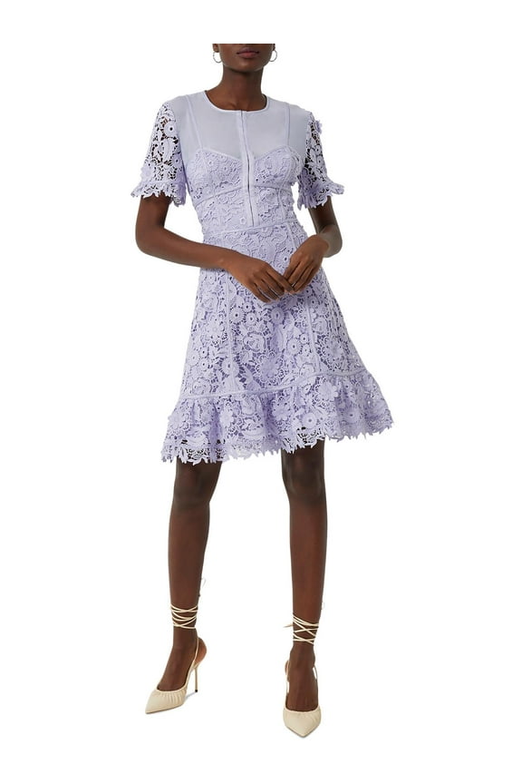 Womens Lace Floral Fit & Flare Dress