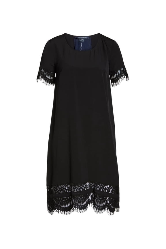 Womens Lace Inset Above Knee Cocktail Dress