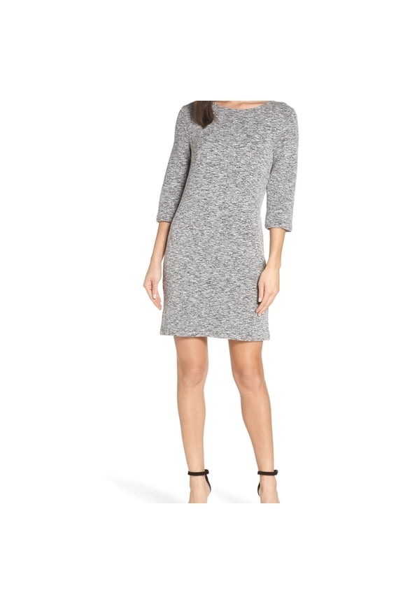 Womens Ottoman Knit Jersey Dress, Grey, 6