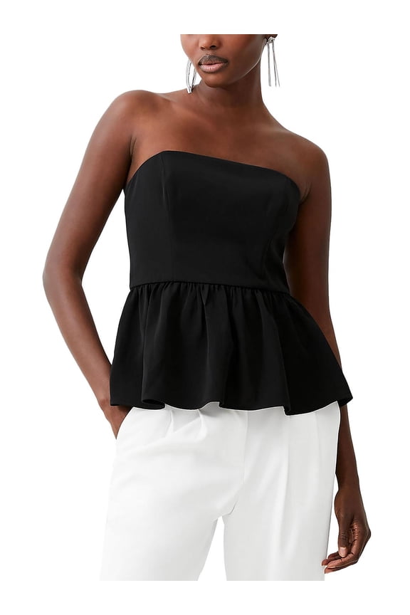 Womens Peplum Bandeau Strapless Top