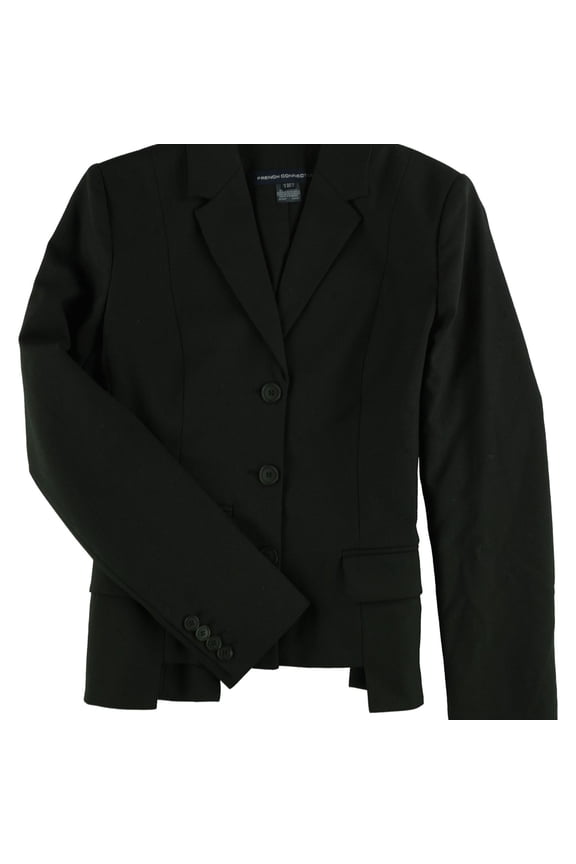 Womens Professional Three Button Blazer Jacket, Black, 2