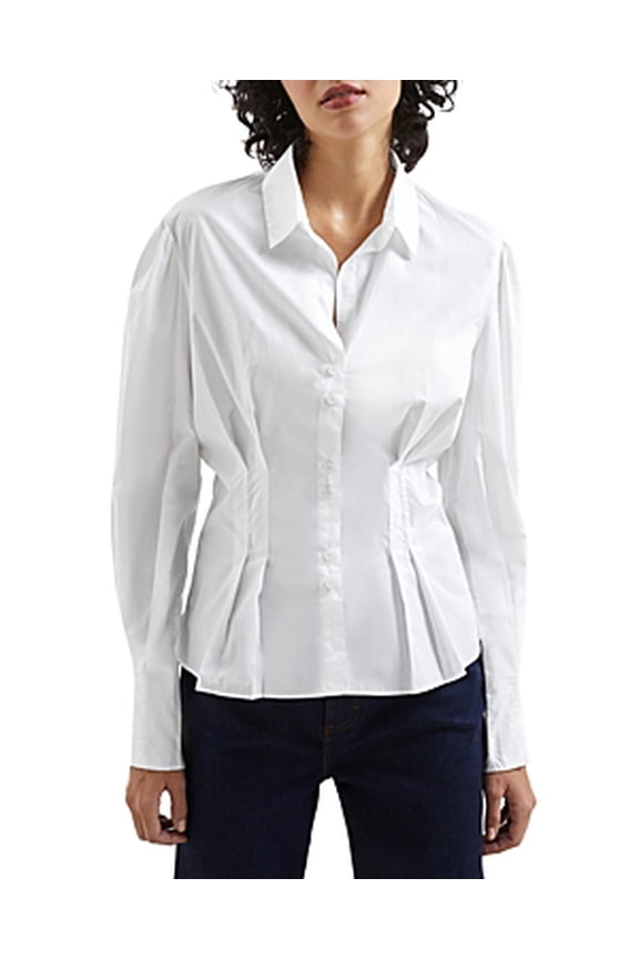 French Connection Womens Rhodes Cotton Poplin C Linen White XS